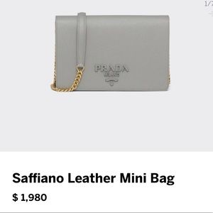 PRADA Saffiano Leather Mini Bag- grey